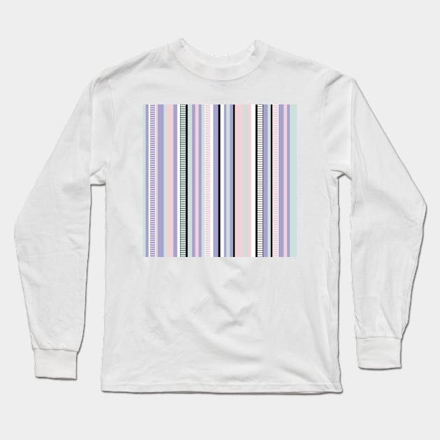 Serape Stripe in Pastels, Black, & White Long Sleeve T-Shirt by Pamelandia